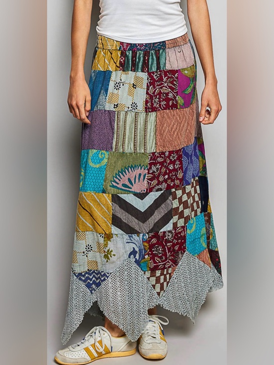 POL Dresses & Skirts - H262 New POL S w15-22 Patchwork Maxi Skirt in Multi Colors
